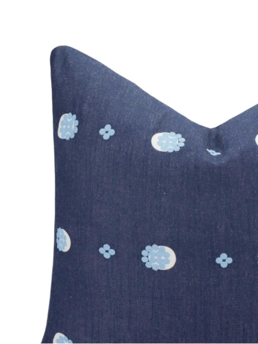 Embroidered Stripes & Dots Pillow Cover Indoor/Outdoor SQUARE 20x20” NAVY BLUE